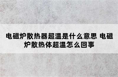 电磁炉散热器超温是什么意思 电磁炉散热体超温怎么回事